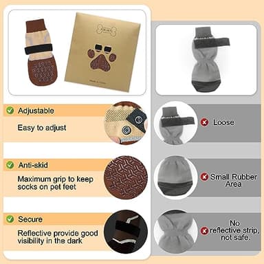 BEAUTYZOO Dog Socks to Prevent Licking Paws for Hardwood Floors Anti Slip, Dog Shoes Booties for Hot/Cold Pavement,Grippy Boots & Paw Protectors Traction Control for Small Medium Large Senior Dogs - Image 5