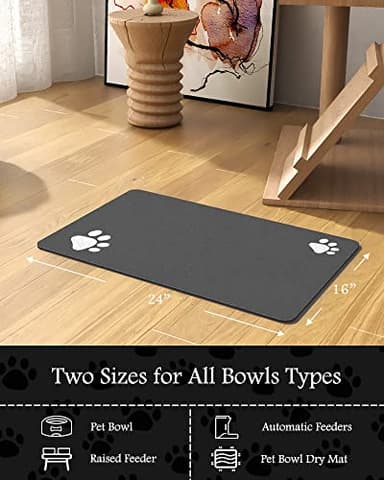 Pet Feeding Mat-Absorbent Dog Mat for Food and Water Bowl-No Stains Quick Dry Dispenser Mat-Dog Accessories Pet Supplies-Bowl for Messy Drinkers（Darkgrey,16"x24" - Image 7