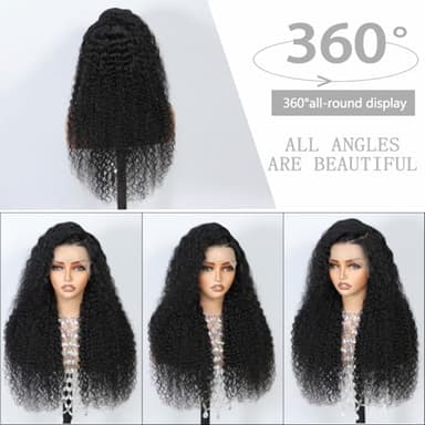 30INCH Deep Wave Lace Front Wigs Human Hair with Baby Hair 13x6 Glueless HD Full Lace Front Wig Pre-Drawn Bleaching Knot 200% Density Deep Curly Lace Frontal Wig Natural Color for Woman - Image 2