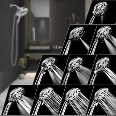 Shower Head with Handheld High Pressure: INAVAMZ Hand Held Shower Head & Rain Shower Head 2-IN-1 Shower Head with 59" Rotatable Stainless Steel Hose, Shower Trim Systems - Image 3