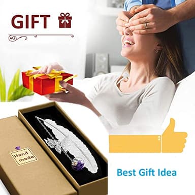 Vintage-Style Metal Feather Bookmark with Butterfly Pendant Mothers Day End of Year Teacher Appreciation Gifts for Women Girls Mom Lady Readers Book Lovers - Image 6