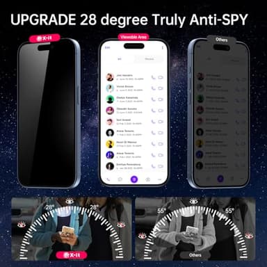 X-it 2-Pack Privacy Screen Protector for iPhone 15 Pro Max(6.7"), 9H+ Tempered Glass, Auto-Dust Removal, Military Grade Protection, Bubble-Free, Full Coverage, Case Friendly - Image 2
