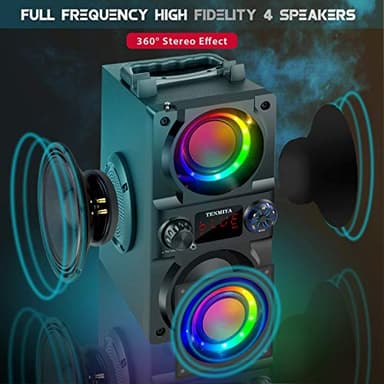 Bluetooth Speaker, 40W (60W Peak) Portable Wireless Speaker with Colorful Lights, Double Subwoofer Heavy Bass, FM Radio, MP3 Player, Bluetooth 5.0, Loud Stereo speakers for Home Outdoor Party Camping - Image 9