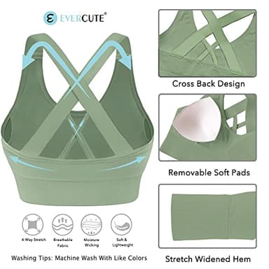 Evercute Sports Bra for Women Padded Medium Support Criss Cross Strappy Bras Seamless High Impact Yoga Exercise Athletic Bras - Image 5