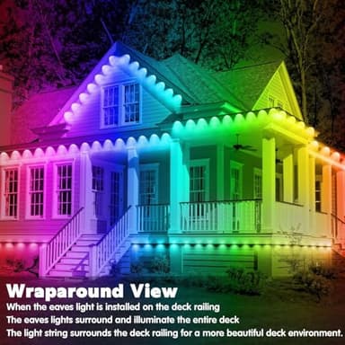 FBZ 300FT Permanent Outdoor RGB Lights - IP67 Waterproof with Smart App Control Remote,DIY Scene Modes, Music Synchronization,Eaves Lights for Garden Decor,Deck,Christmas - Image 3