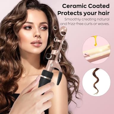 javelove 3 in 1 Curling Iron Set with Thermal Brush (1.5") and 2 Interchangeable Ceramic Curling Wand(0.51"-1"), 2 Temp Heating Setting, Include Heat Protective Glove & 2 Clips& Storage Bag - Image 4