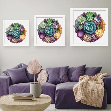 Mys Aurora Puzzles for Adults 1000 Pieces, Mandala Succulent Plants Wooden Puzzles Unique Shaped Jigsaw Challenging Puzzle Gift for Family Game 23.4'' x 22.6'' - Image 3