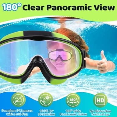 Vvinca Kids Goggles with Comfort Fabric Strap, Kids Swim Goggles Wide View Anti-Fog/UV No Leaking Swimming Goggles for 3-14 - Image 5