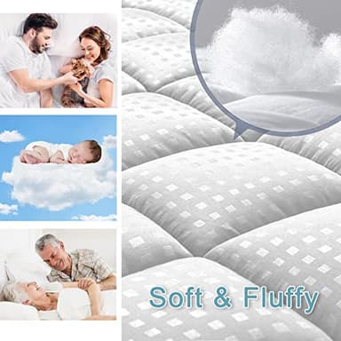 HYLEORY Queen Mattress Pad Quilted Fitted Mattress Protector Cooling Pillow Top Mattress Cover Breathable Fluffy Soft Mattress Topper with 8-21" Deep Pocket - Image 4