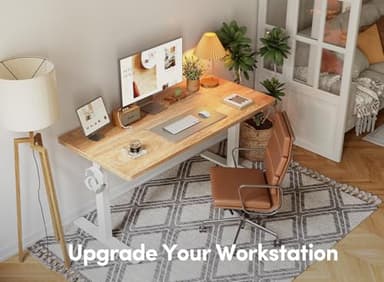 FEZIBO 55 x 24 Inchs Electric Standing Desk, Height Adjustable, Sit Stand Up, Computer Office Desk with Splice Board, White Frame/Maple Top - Image 9