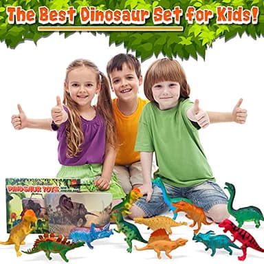 3 Bees & Me Dinosaur Toys for Kids 3-5 & 5-7 Boys & Girls - 12 6" Fun Prehistoric Animal Action Figures with Storage Box, Age 3+, Girls & Boys Dinosaur Toys for Toddlers & Kids - Image 6