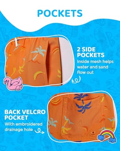 maamgic Boys Swim Trunks with Compression Liner 4-Way Stretch Quick Dry Swim Shorts Swimming Trunks Toddler Boy Coconut Orange 3T - Image 4