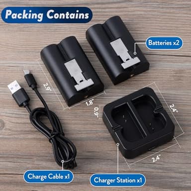 Ring Battery 2 Pack with Charger Station, 6040mAh Rechargeable Replacement Battery V4 for Ring-Video Doorbell 2/3/3plus/4, Stick Up Cam and Spotlight Cam (2 Pack Battery with Black Dock) - Image 2