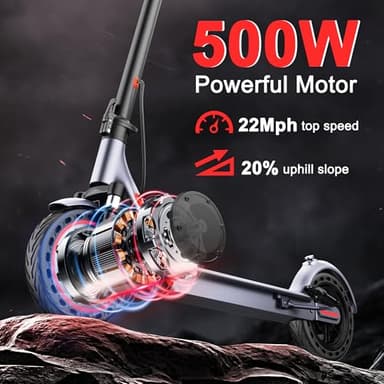 Electric Scooter, 8.5" /10" /14" Tire, 16/19/22 Mph Top Speed, 12/21/27/28/49/50 Miles Long Range, Folding Escooter for Adults and Teens with Seat Bag, Dual Braking, Dual Suspension, App - Image 3