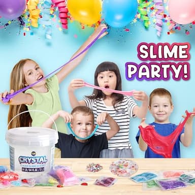 4 LB Huge Glassy Clear Slime Bucket Toy for Kids, FunKidz 64 FL OZ Premade Big Crystal Slime Pack Gift with 29 Sets Add-ins Jumbo Slime Kit for Girls Boys Party Present - Image 9