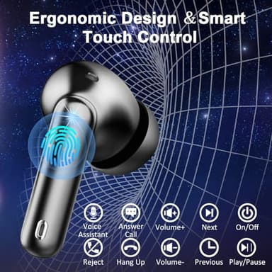 Wireless Earbuds Bluetooth Headphones Noise Cancelling, Bluetooth 5.4 Ear bud with Dynamic Drivers Stereo, 40H Playtime Sports Earphones Wireless Waterproof with LED Power Display for Laptop Pad Phone - Image 6