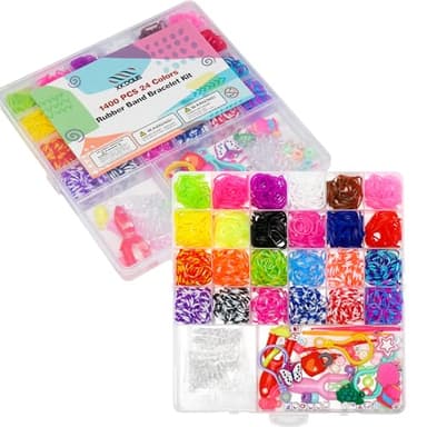 XKDOUS 24 Colors Rubber Band Bracelet Kit, Rubberband Bracelet Making Kit for Kids Ages 6+ - Image 9