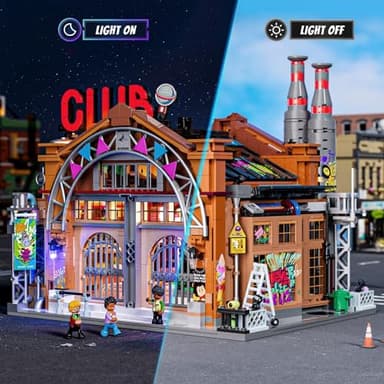FUNWHOLE Factory House of Music Lighting Building Bricks Set - Street Fusion Music Club City Town Fully Accessible Multi-Form Modular Collection Kit 2654 Pcs for Adults & Teens & Street Culture Lovers - Image 2