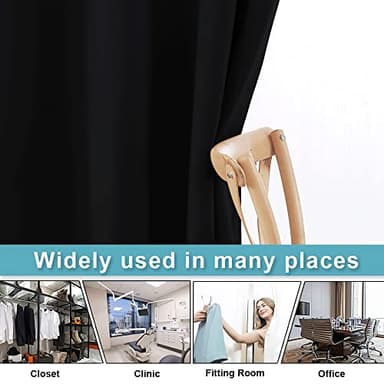 RYB HOME Blackout Thermal Insulated Blind Curtains, Noise Reduce Barrier for Nursery, Portable Curtain for Sliding Glass Door/Storage/Space Room Divider, 7 ft Tall x 8.3 ft Wide, Black, 1 Panel - Image 6
