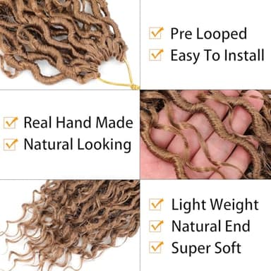 Col Bling Goddess Locs Crochet Hair 14 Inch, 8 Packs Faux Locs Crochet Hair Pre Looped for Women, Boho Crochet Locs with Curly Ends (14 Inch 27#) - Image 2