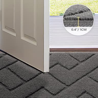 hicorfe Indoor Door Mat,Non Slip Door Mats,32"x48" Front Back Door Mat Rubber Backing,Absorbent Resist Dirt Entrance Inside Floor Mats for Entryway Washable Low-Profile(Grey) - Image 4