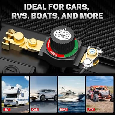 PTPUO Top Post Battery Disconnect Switch, Car Battery Disconnect Switch, 12V-48V Battery Cut/Shut Off kit for Car RV Boat Truck ATV, Suitable for Negative Terminal, Flexible Installation Options - Image 6