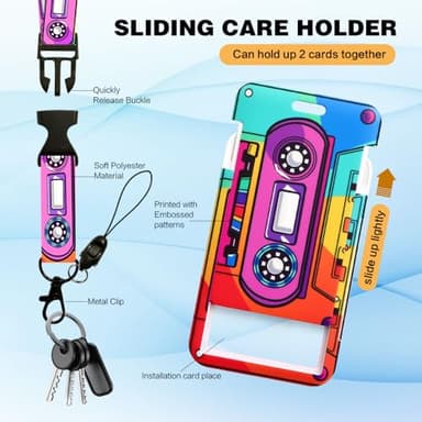 Lanyards for ID Badge Holder for Women Cute, Teacher Lanyard with ID Holder Clip,Retractable Keychain Badge Reel Heavy Duty, Teacher Nurse Work Office Gifts (#33：Color Magnetic Tape) - Image 5