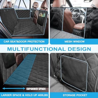 Kytely Back Seat Extender for Dogs,Hard Bottom Dog Car Seat Cover for Back Seat Support 400lb, Waterproof Dog Car Hammock Travel Bed for Car SUV Truck - Image 3