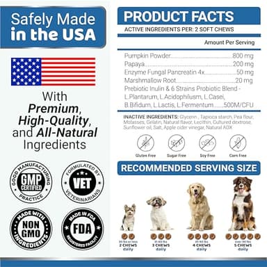 Probiotics for Dogs and Digestive Enzymes - 170 Dog Probiotics Chews - Dog Probiotic - Anti Diarrhea, Upset Stomach & Gas Relief, Canine Prebiotic - Pet Fiber Supplement - Bacon Flavor - Image 5