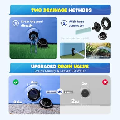 COMMOUDS Foldable Dog Pool, Collapsible Hard Plastic Dog Kiddie Swimming Pool, Portable Pet Bath Tub Wading Pools for Kids and Puppy Small Medium Large Dogs(71inch.D x 12inch.H) - Image 5