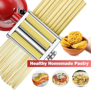 3 in 1 Pasta Attachment for KitchenAid Stand Mixer, All Metal Pasta Maker KitchenAid Attachment, Pasta Sheet Roller, Spaghetti Cutter, Fettuccine Cutter Maker Accessories and Cleaning Brush by Gvode - Image 7