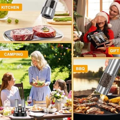 EIHO Electric Salt and Pepper Grinder Set USB Rechargeable, Upgraded External Adjustable Coarseness, Stainless Steel Automatic Salt and Pepper Shakers Mills with LED Light, House Warming Cooking Gifts - Image 7