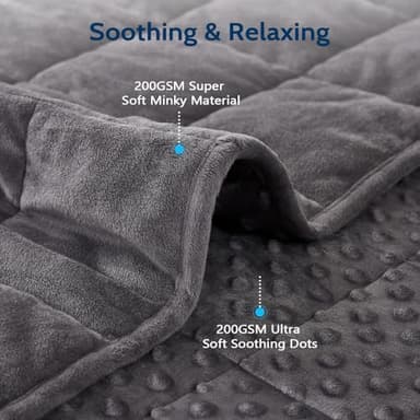 L'AGRATY Weighted Blanket for Adult - 48"x72" 15lbs Minky Dots Heavy Blanket with Glass Beads Soft Breathable for All-Season Summer Fall Winter Thick Comfort for Sleeping - Image 2