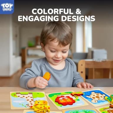 TOY Life Wooden Puzzles for Toddlers 2-4, Montessori Toys for 1 2 3 Year Old Toddler Boys Girls, Animals Jigsaw Puzzles, Educational Learning Toy Kids Puzzle, Best Gifts Toys for Baby Ages 1-3 2-4 - Image 5
