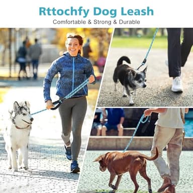 Rttochfy Rope Dog Leash 2/4/5/6/8/10 FT with Comfortable Padded Handle and Highly Reflective Threads for Small Medium and Large Dogs Heavy Duty (1/2"-5 FT, Blue) - Image 5