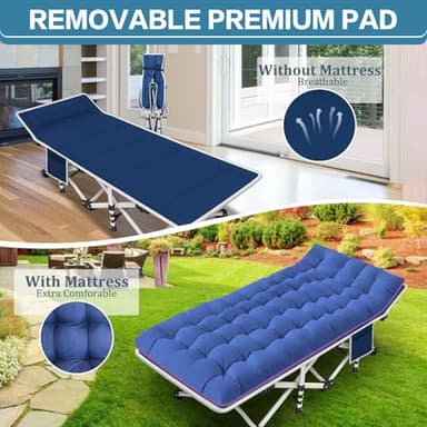 NESDCC 2 Pack Camping Cot with Mattress Comfortable Cot Bed Folding Cot Heavy Duty Cots for Sleeping with Carry Bag for Adults Kids Guest Bed Outdoor Indoor Home - Image 5
