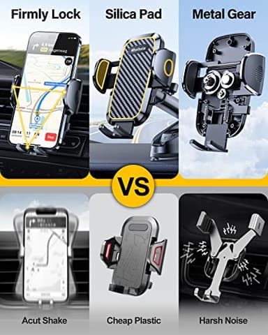 Rorhxia 3-in-1 Phone Mount for Car [2025 Most Stable and Flexible Suction Cup] Vent Dashboard Windshield Cell Phone Holder Car Fit for iPhone, Samsung, All Phone - Image 5