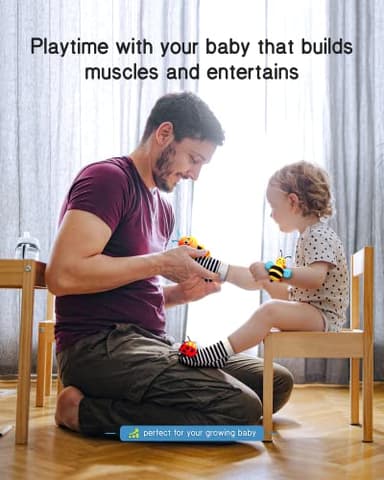 Infinno Baby Wrist Rattle Socks and Foot Finder Set, Perfect Baby Toys for 0-12 Months Newborn Boys and Girls As Shower Gifts, Garden Bug Series - Image 6