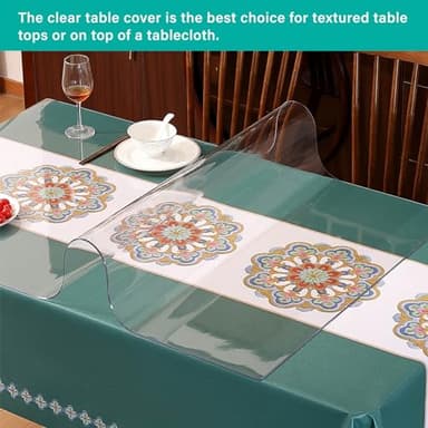 AimerGro 16X24 Inch Clear Plastic Table Cover Protector Pad Transparent Dining Room Tablecloth 1.5mm Thick Office Desk Blotter Mat Vinyl Table Pad Protector Mat Glass Wooden Countertop Easy Clean - Image 5