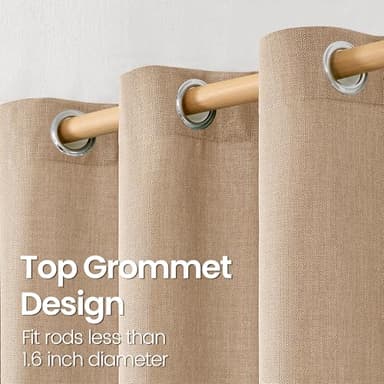 BGment Tan Curtains 84 Inch for Living Room - Light Filtering Faux Linen Look with Burlap Texture, Rustic Farmhouse Window Panels (Set of 2, 52" Wide) - Image 6