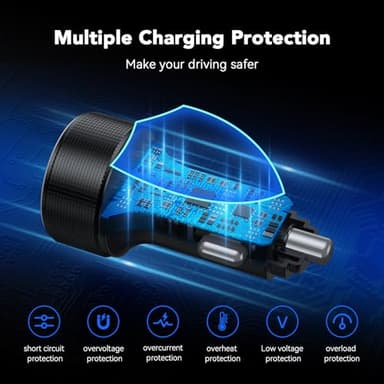 USB Car Charger, 2 Pack Cigarette Lighter USB Charger Aluminum Alloy Fast Charging Car Charger Adapter with Voltage Display Type C Car Accessories for iPhone 17 16 Samsung Galaxy Google iPad Android - Image 4