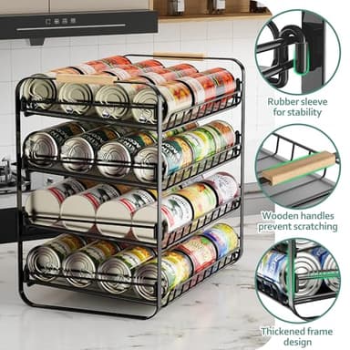 MAXIFFE 4 Tier Can Organizer for Pantry, Space-Saving Adjustable Easy Assembly Metal Sturdy Hold 48 Cans Storage Rack Holder Dispenser for Kitchen Countertop Cabinet RV, for Soda Drinks Fruits, Black - Image 4