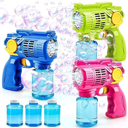 TOY Life 3 Pack Bubble Guns for Kids, Automatic Bubble Blower, Leakproof & Lightweight, Outdoor Summer Toys for Beach Travel, Easter Basket Stuffer, Party Favor, Birthday Gift for Toddlers Boys Girls - Image 1