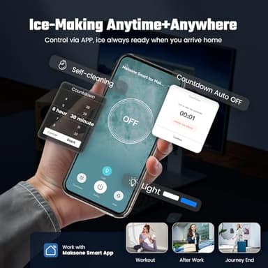 Maksone Countertop Nugget Ice Maker with APP Control, 44lbs/24H,Ready in 7 Mins,Crushed ice Maker,Sonic Pebble Ice Machine - Image 2