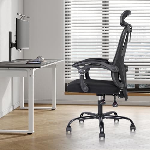 Ergonomic Office Chair - High-Back Home Office Chair with Headrest, Adjustable Arms, 90-135° Tilt Mechanism, Wide Seat Cushion, Large Size Mesh Chairs for Men and Women, Black Task Chair - Image 1