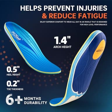 PCSsole Plantar Fasciitis Relief Sport Insoles Inserts - High Arch Support Inserts for Basketball, Athletics, Running - Reduce Fatigue, Prevent Injuries, Improved Explosiveness - for Men & Women - Image 5