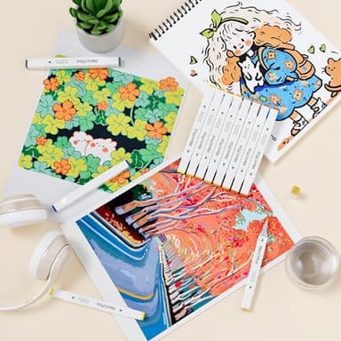 MemOffice 60 Colors Dual Tip Artist Alcohol Markers Set with Carrying Case - Perfect for Coloring, Drawing, Sketching, Card Making and Illustration - Perfect for Adults and Kids - Image 6