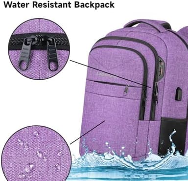Lapsouno Travel Backpack, Travel Laptop Backpack, Multiple Pockets 15.6 Inch Carry on Backpack with USB Port, TSA Friendly Water Resistant College School Business Bag for Women, Purple - Image 6