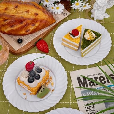 U-QE 100 Pieces White Plastic Plates - 6 Inch White Disposable Plates - Washable & Reusable - Premium Hard Dessert Plates - Party Supplies for Birthdays, Celebrations, Travel, Wedding,Party and Events - Image 9