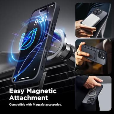 Magnetic for iPhone 16 Pro Case with Camera Control Button, Compatible with MagSafe, [Full Camera Protection][Privacy Screen Protector] Non-slip Translucent iPhone 16 Pro Phone Cover (Matte Black) - Image 4